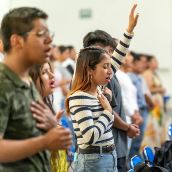Image of young adults in church.