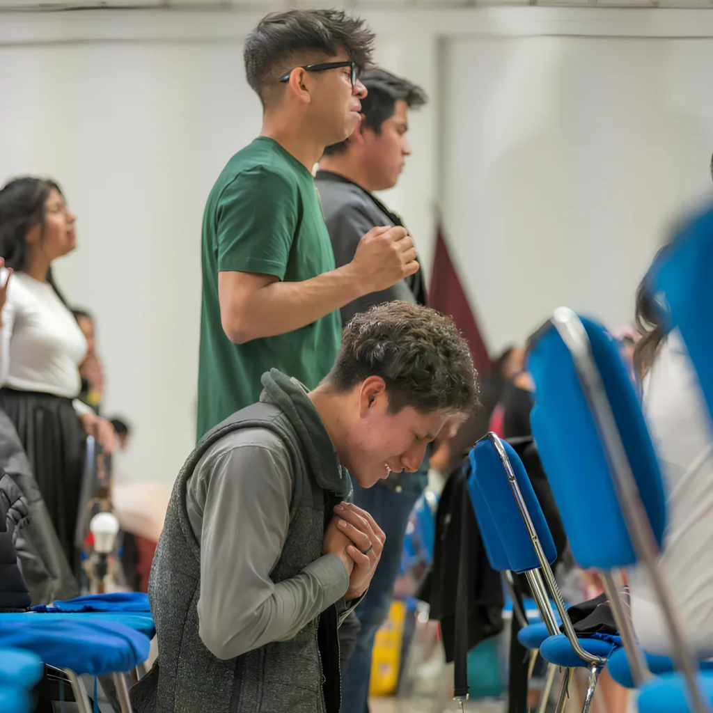image of young adults in church.